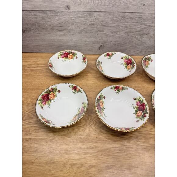 VINTAGE Royal Albert China Old Country Roses Desert Bowls 5.25” England ~6 Pc - Picture 2 of 9